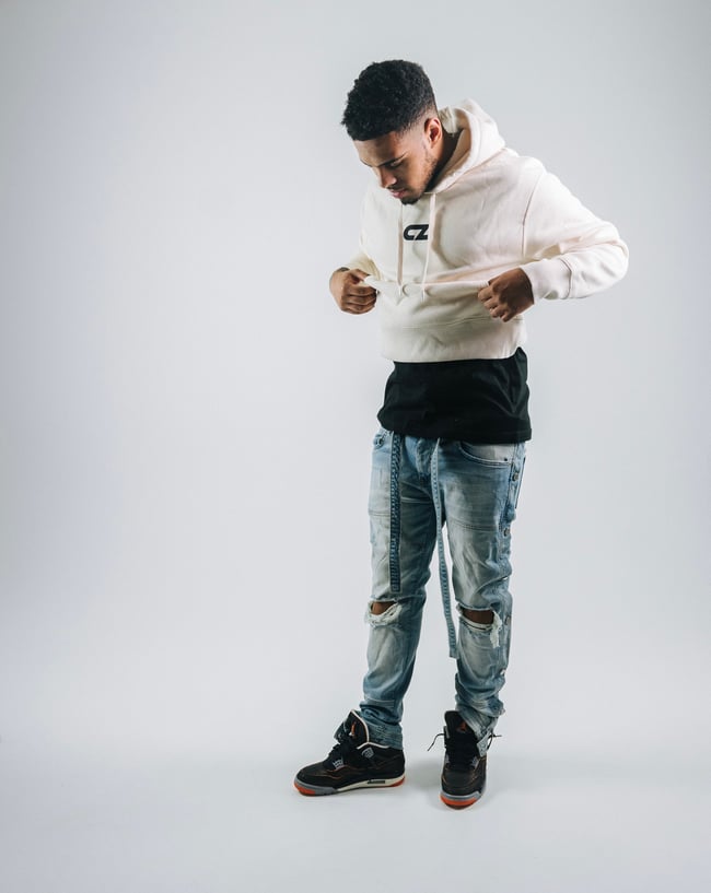 “CZ” PASTEL HOODIE SAND/BLACK