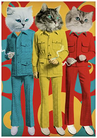 Smoking Cats Poster Print