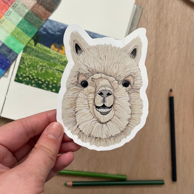4 Inch Smiling Alpaca Sticker