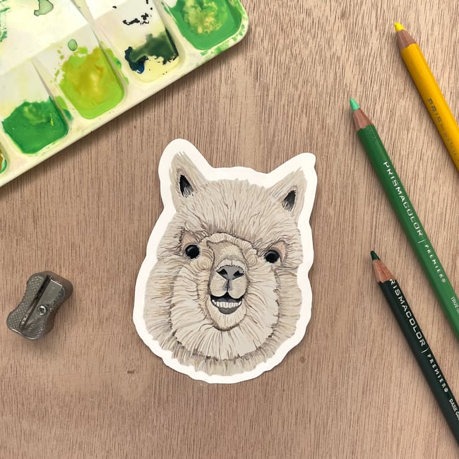 4 Inch Smiling Alpaca Sticker