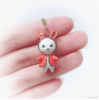 Image 1 of Red ridding hood bunny necklace