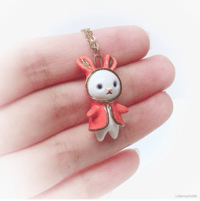 Image 2 of Red ridding hood bunny necklace