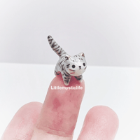 Image 1 of Tiny gray tabby kitty figurine