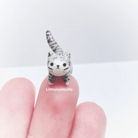 Image 2 of Tiny gray tabby kitty figurine