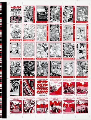 Image of MONDO SUBURBIA TRADING CARDS uncut sheet