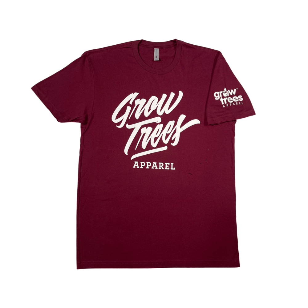 Image of Grow Trees Script - Burgundy T-Shirt