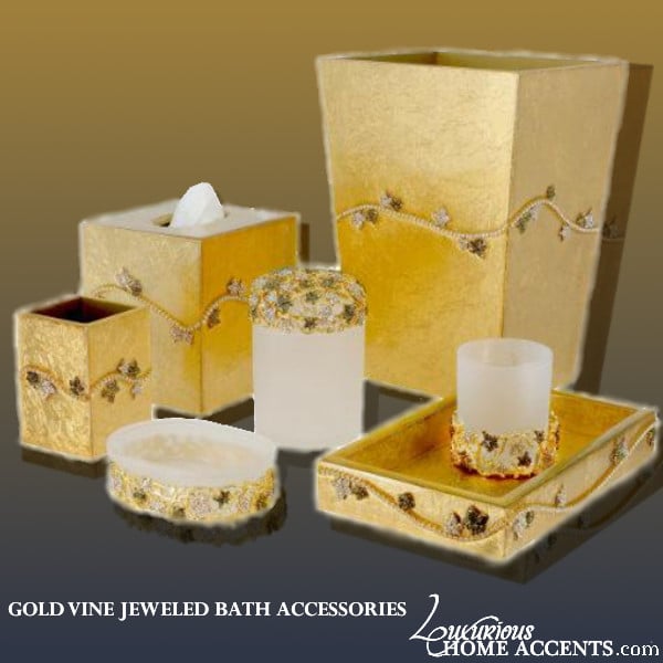 Ravishing Swarovski Crystal Gold or Silver Bathroom Accessories