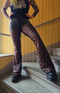 Image 4 of Studded flared leopard spandex pants
