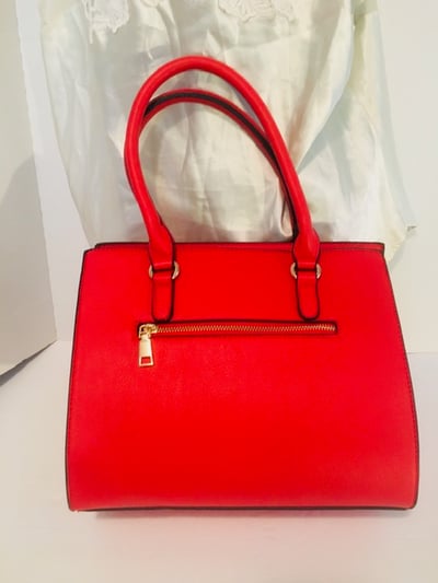 Image of RED LEATHER HAND BAG