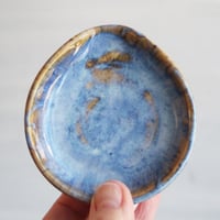 Image 6 of Small Spoon Rest in Swirly Blue Glaze, Ceramic Coffee Station Spoon Dish, Made in USA