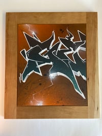 Image 1 of "GE" Hand Painted Framed wood panel 