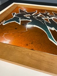 Image 2 of "GE" Hand Painted Framed wood panel 