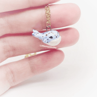 Image 1 of Tiny galaxy blue whale necklace