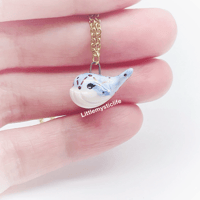 Image 2 of Tiny galaxy blue whale necklace