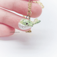 Image 2 of Tiny galaxy green whale necklace