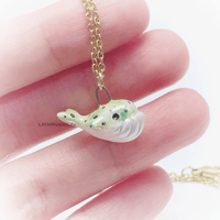 Image 1 of Tiny galaxy green whale necklace