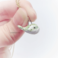 Image 3 of Tiny galaxy green whale necklace