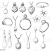 Search by image or video Hand drawn set of different jewelry rings. Vector illustration of a sketch 