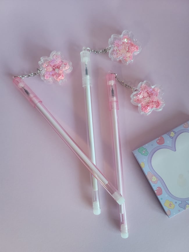 Cherry Blossom Pens Dangling Charm Pens, Sakura Pens, Fun Pens