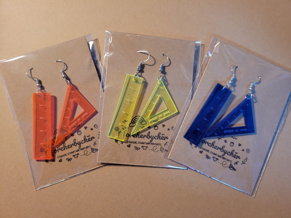Set Square and Ruler Earrings