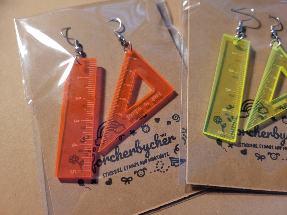 Set Square and Ruler Earrings