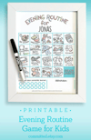 Printable Bedtime Routine Chart Game for Toddler & Preschooler | Dry Erase | Customize | Illustrated