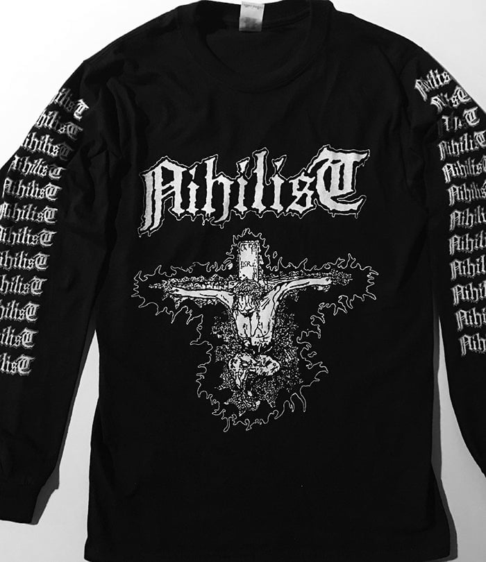 Image of Nihilist " Radiation Sickness " Longsleeve T shirt with logo Sleeve prints