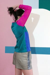Image 5 of Blouse Domino bleu, vert et rose