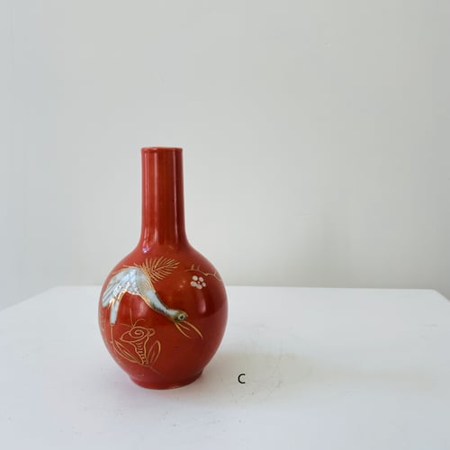 Image of Chinese hand painted "Crane" porcelain vases