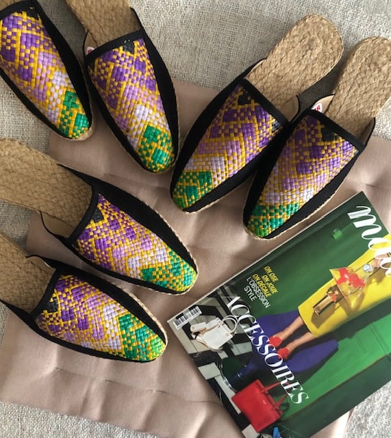 Image of Banig Mules - Black Border, Multicolor Weave