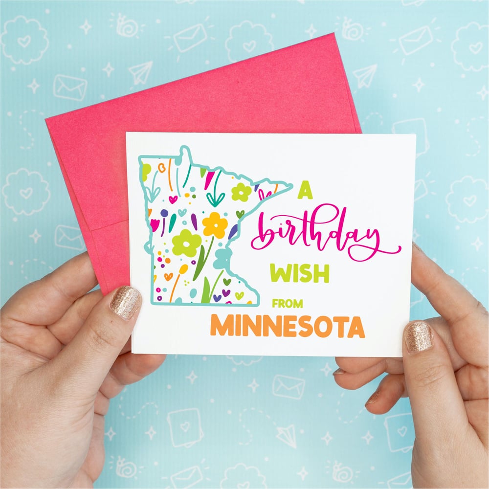 Image of Birthday Wish - Floral Custom State Card Set - 6 cards