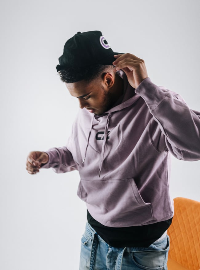 “CZ” PASTEL HOODIE LILAC/BLACK