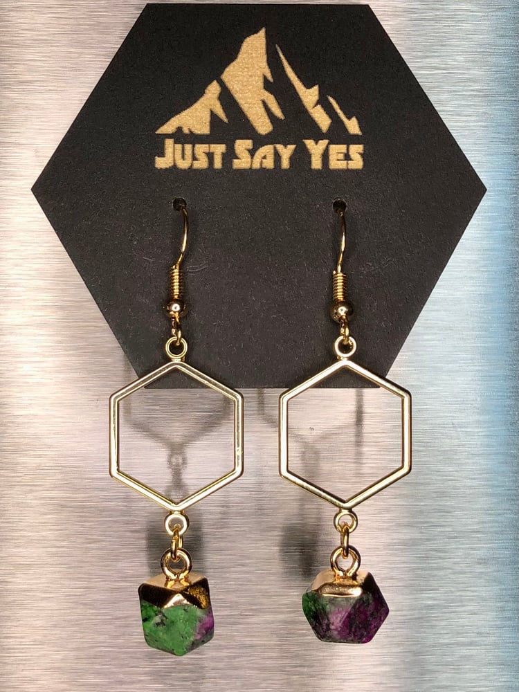 Image of Geometric Gemstone Earrings