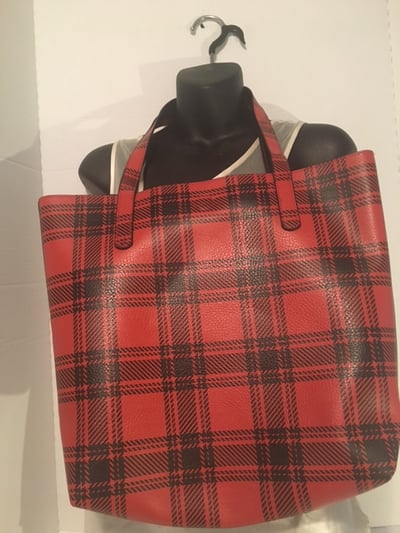 Image of RED/BLACK PLAID TOTE