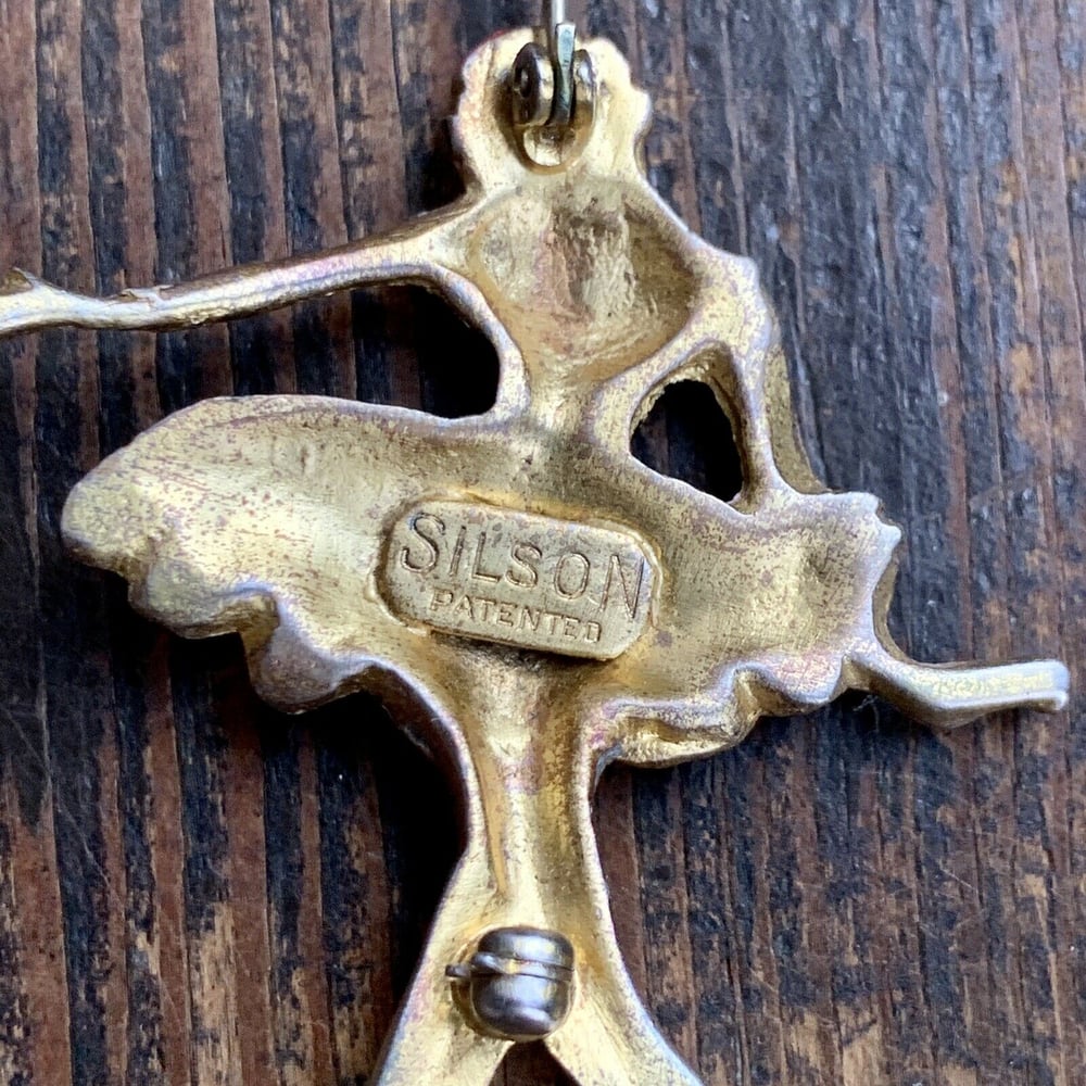 Silson Pair of Harlequin Columbine Masked Ballet Dancers Pins