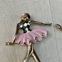 Image 3 of Silson Pair of Harlequin Columbine Masked Ballet Dancers Pins