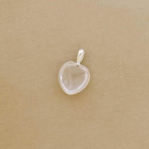 Image of Clear Quartz heart shape cabochon cut silver necklace