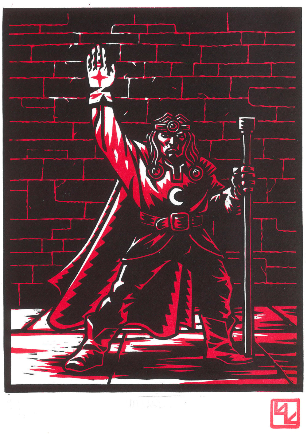 Wizard Linocut Print