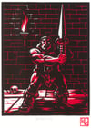 Barbarian Linocut Print