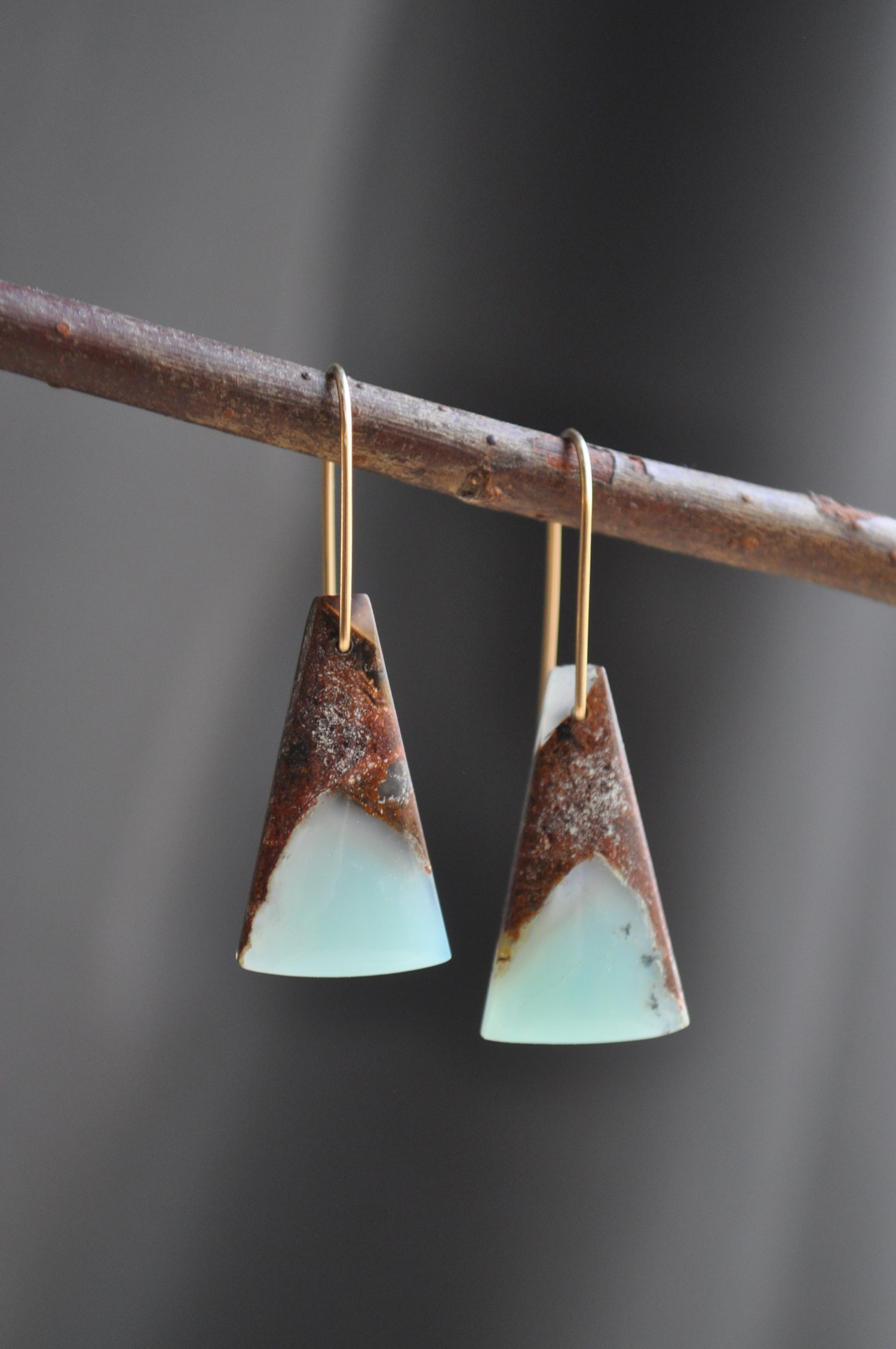 Image of One of a Kind Chrysoprase Triangle Dangles