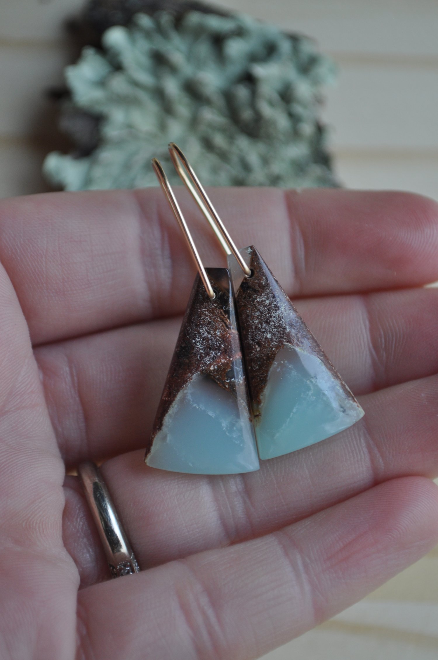 Image of One of a Kind Chrysoprase Triangle Dangles