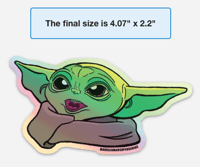 Image 4 of Baby Yoda Face Sticker