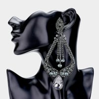 Image 2 of Oversized Dangling Chandelier Earrings, Teardrop Earrings, Rhinestone Prom/Pageant  Earrings