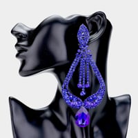 Image 3 of Oversized Dangling Chandelier Earrings, Teardrop Earrings, Rhinestone Prom/Pageant  Earrings