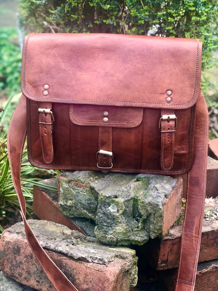 Image of 13”x10” A4 size Handmade Leather Satchel #2