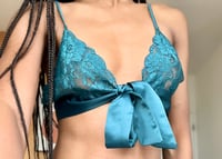 Lace Ribbon Bow Satin Bra 