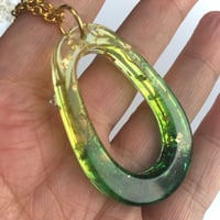 Image 3 of Real Moss Oval Hoop Ombre Resin Pendant