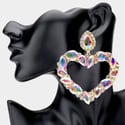 Heart Cluster Earrings, Rhinestone Heart Earrings, Large Bling Earrings