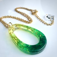 Image 1 of Real Moss Oval Hoop Ombre Resin Pendant