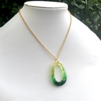 Image 4 of Real Moss Oval Hoop Ombre Resin Pendant
